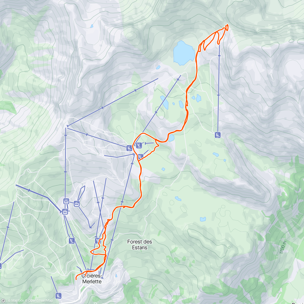 Map of the activity, Ski mo.  Col freyssinieres