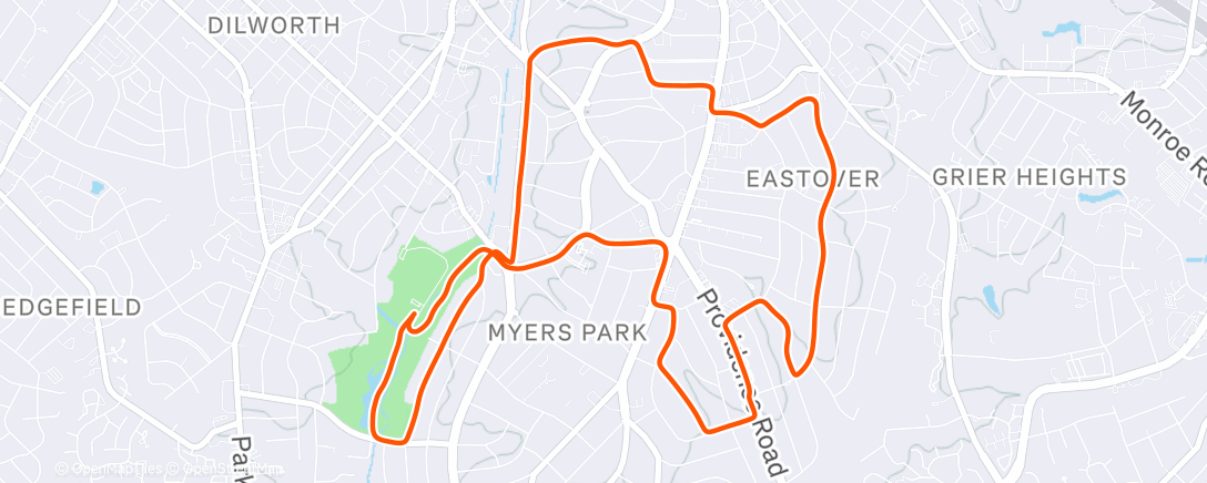 Map of the activity, Run w Charles