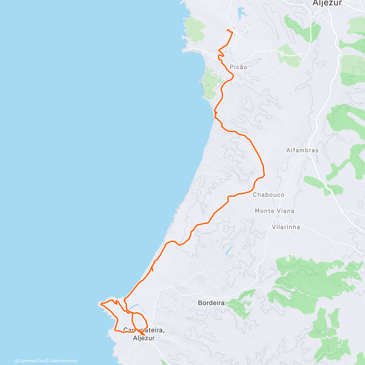 Map of the activity, Etappe 7 🇵🇹 ARRIFANA -> CARRAPATEIRA