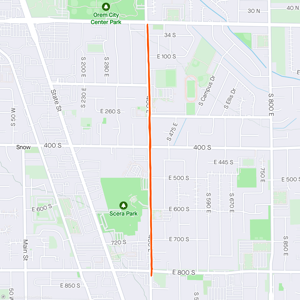 Map of the activity, Evening jaunt