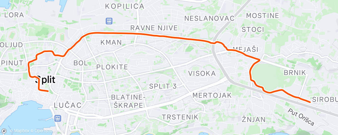 Map of the activity, Evening Run