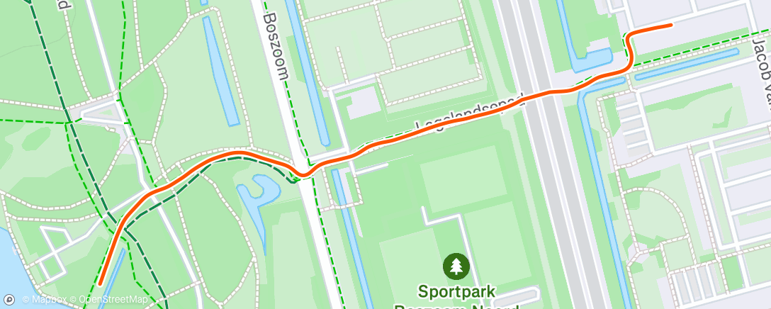 Mapa de la actividad (op weg naar de training, te laat en uiteindelijk naar huis gewandeld)