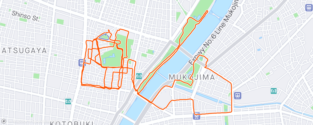 Mapa da atividade, Wednesday Afternoon Run in Tokyo, Japan!