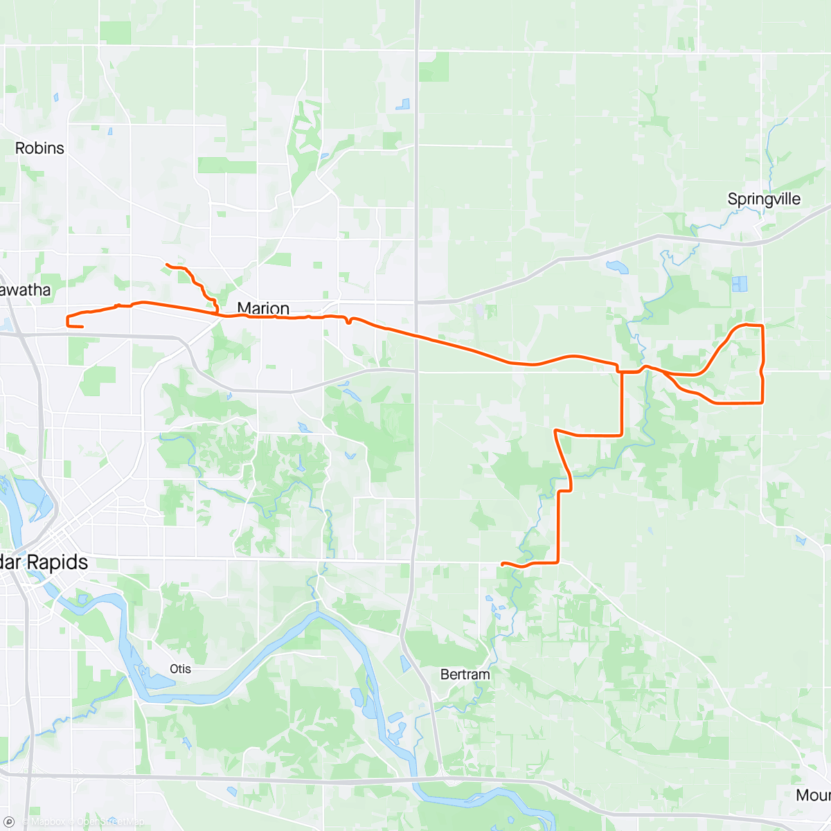 Karte der Aktivität „All Terrain Riding in Cedar Rapids”