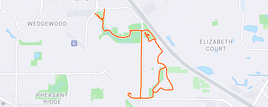 Map of the activity, Coon Rapids morning ruck-about, 34 pounds, 70 muggy degrees, and mosquitos!