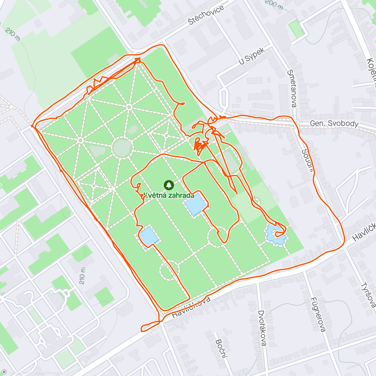 Map of the activity, Květná zahrada KM