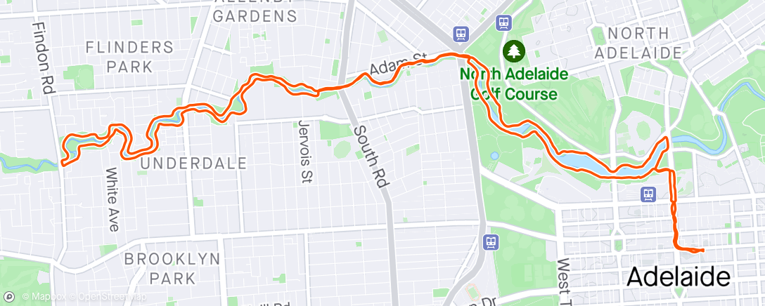 Map of the activity, Torrens: King William St-Findon Rd Loop