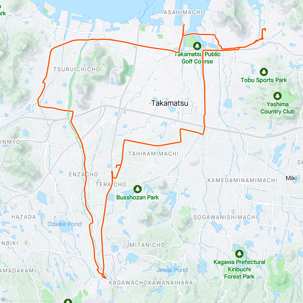 Map of the activity, うどん暴れ食いライド