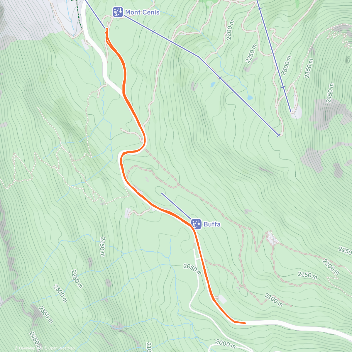 Карта физической активности (Trail dans la neige)
