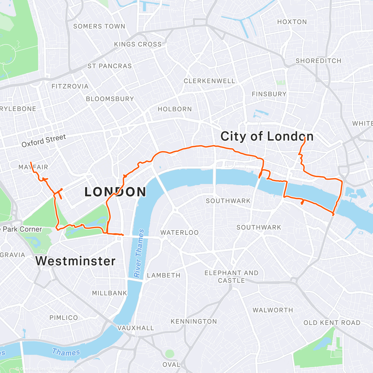 Map of the activity, Stuck in London for 24 hrs