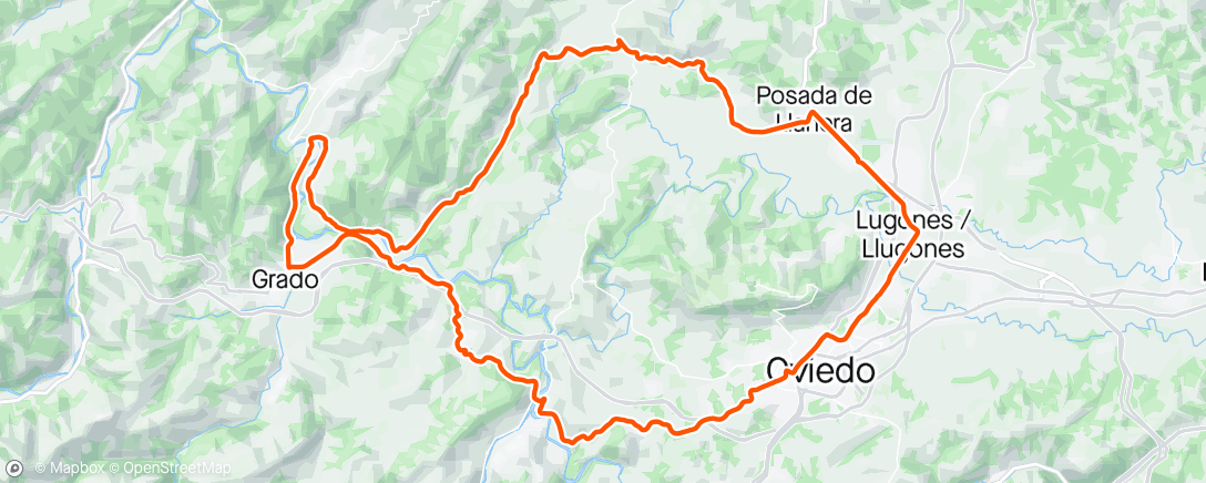 Mapa de la actividad, Ciclismo por la tarde