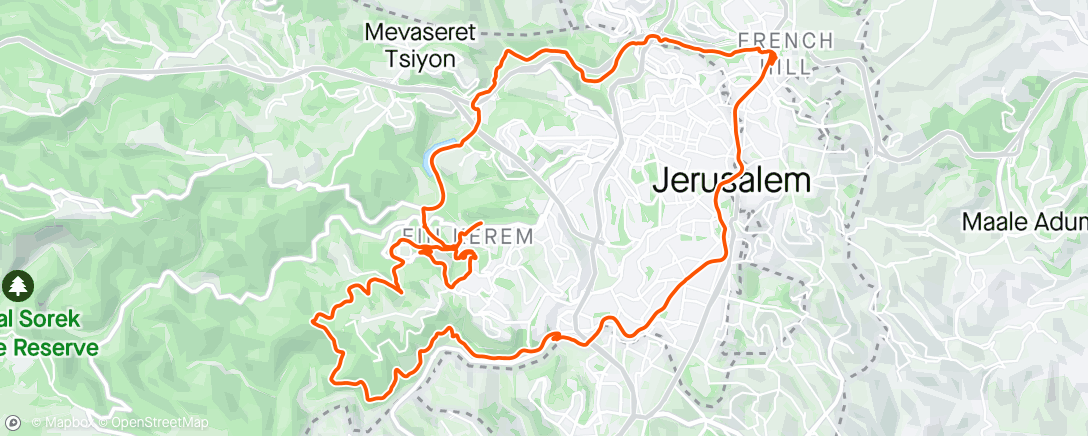 Map of the activity, קדם סובב ירושלים