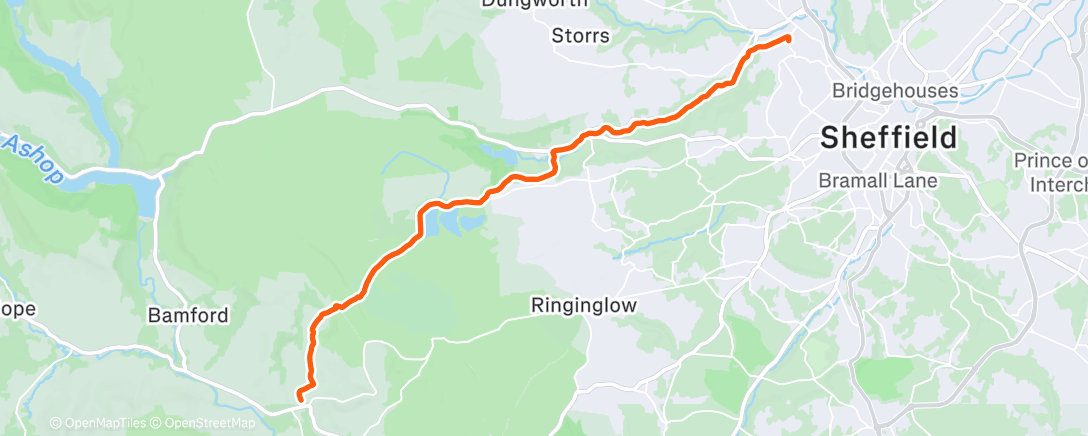 Карта физической активности (Home to Hathersage.)
