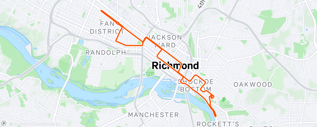 Map of the activity, Zwift - Libby Hill After Party in Richmond