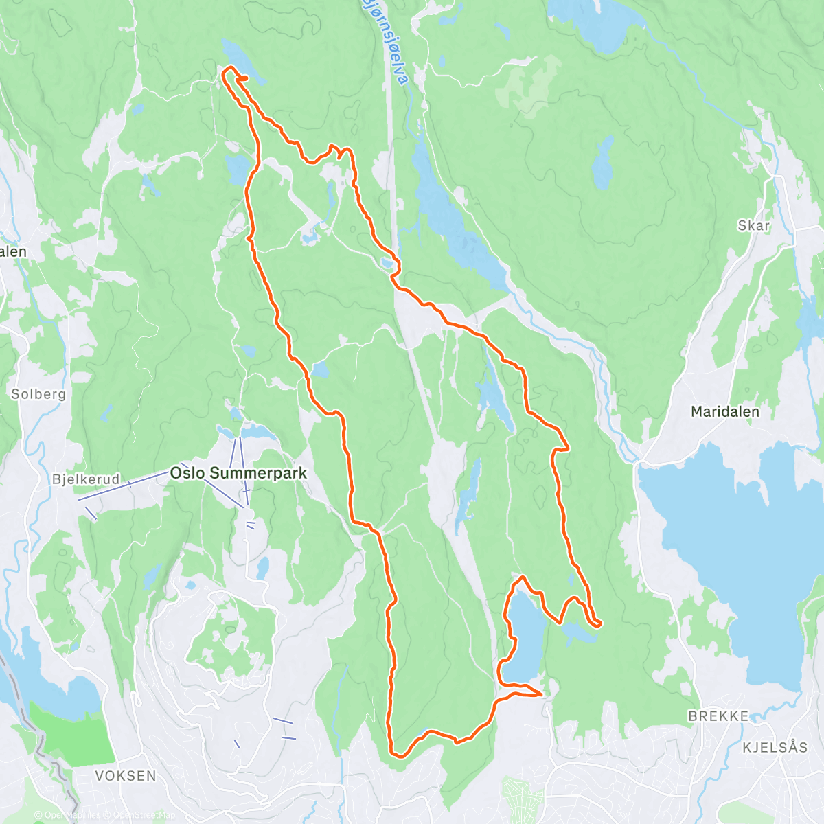 Map of the activity, J’adore Nordmarka