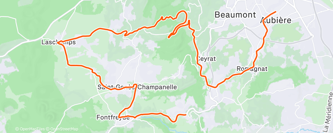 Map of the activity, Sortie VTT dans l'après-midi