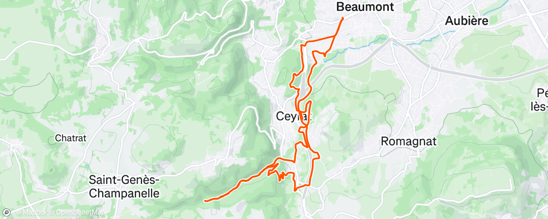 Map of the activity, Sortie VTT le midi