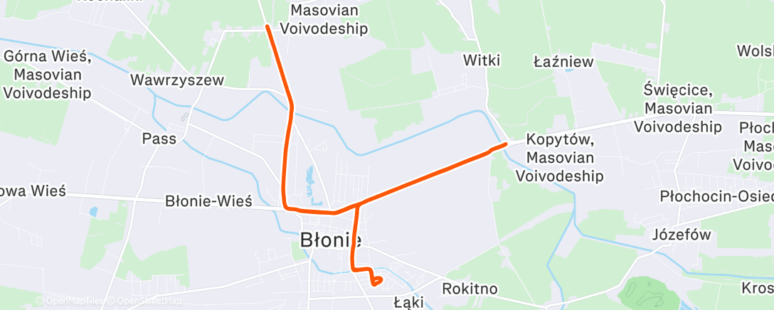 Map of the activity, Fat Burning Run (75% MHR)