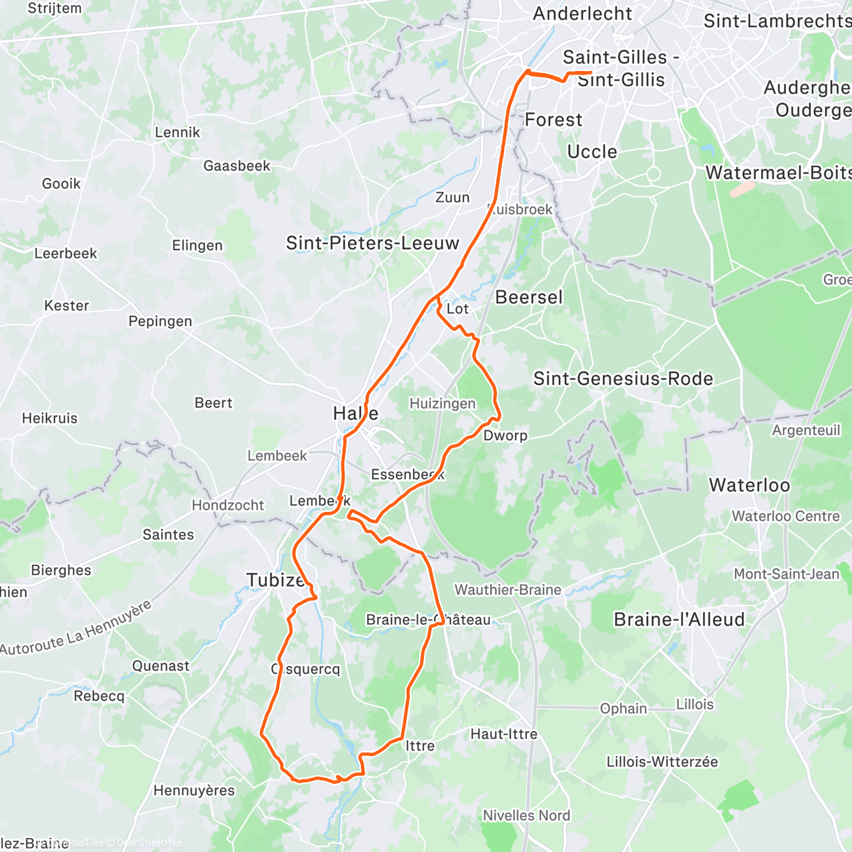 Map of the activity, Bvm ride with Linus