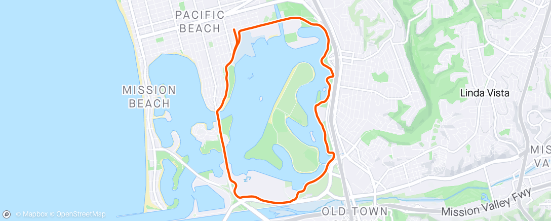 Map of the activity, 5 mile progression run
