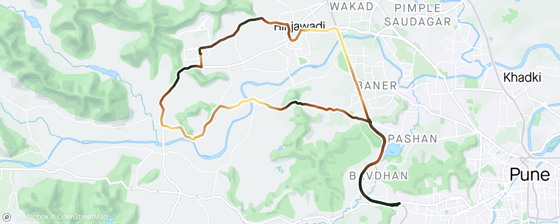 Map of the activity, Evening ride to Chandani Chowk