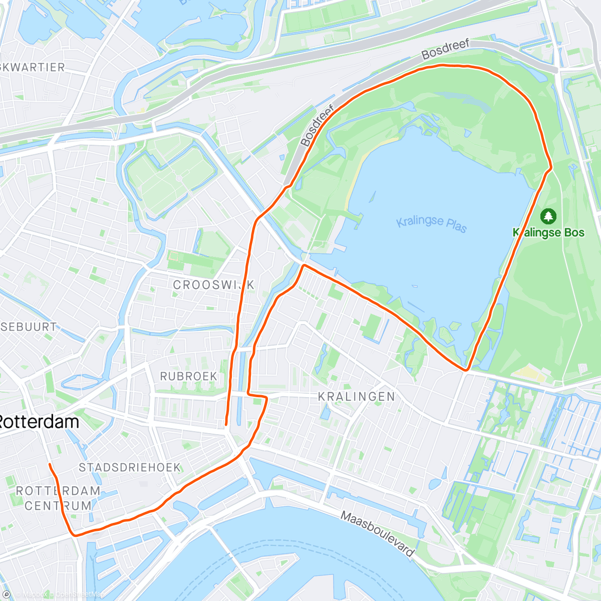 Karte der Aktivität „1/4 marathon Rdam - kippenvel op de Coolsingel🔥🔥🔥 #demooiste”