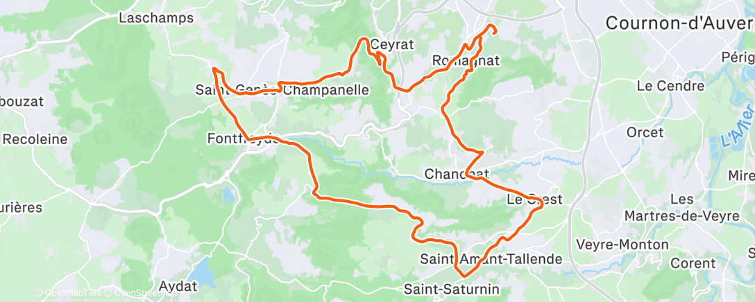 Map of the activity, Lunch Ride