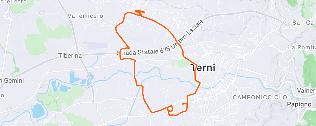 Map of the activity, Pedalata pomeridiana