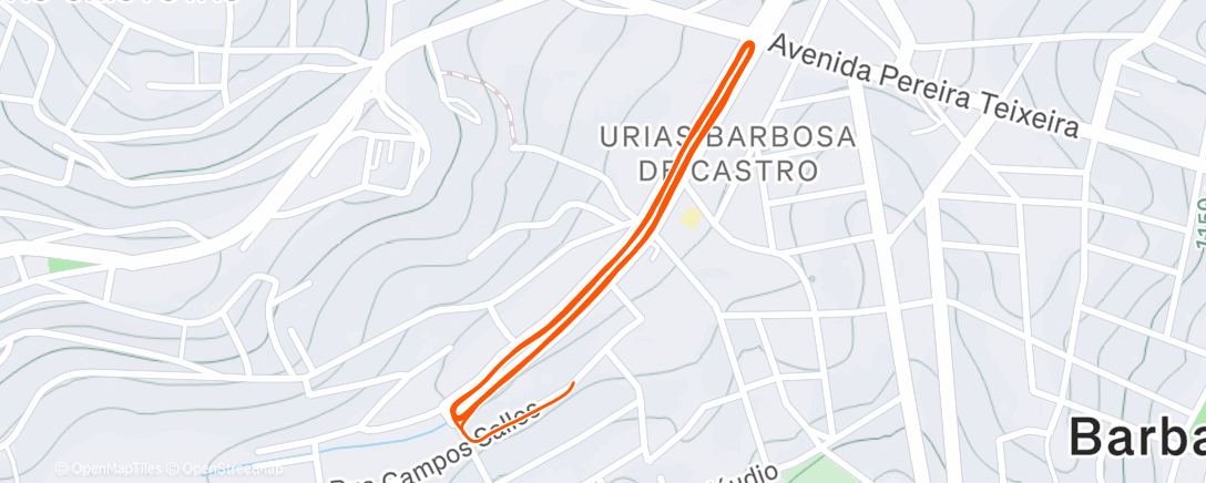 Mappa dell'attività 10x 1km com intervalo 1min caminhando