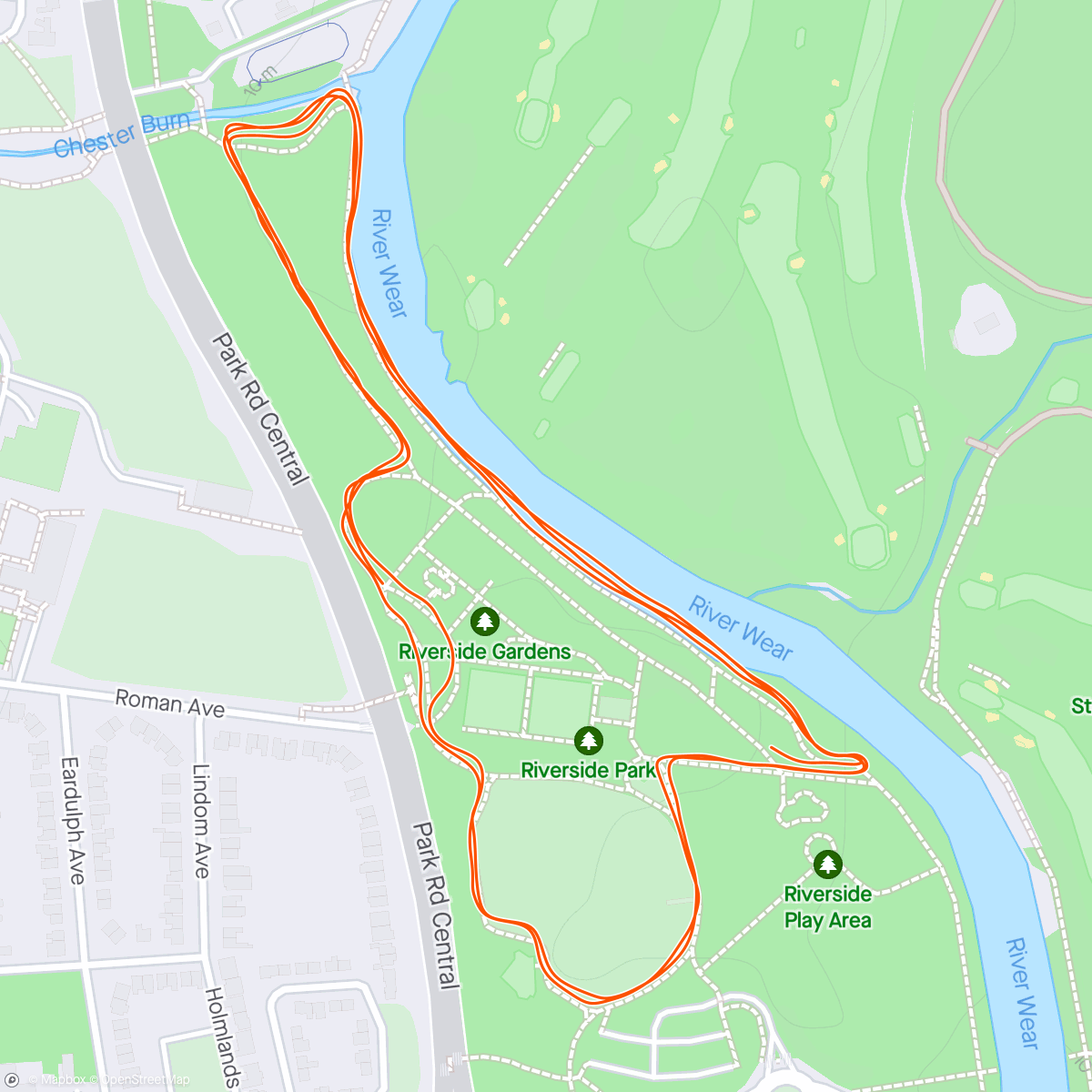 Map of the activity, Riverside Parkrun - Steve’s 25th!