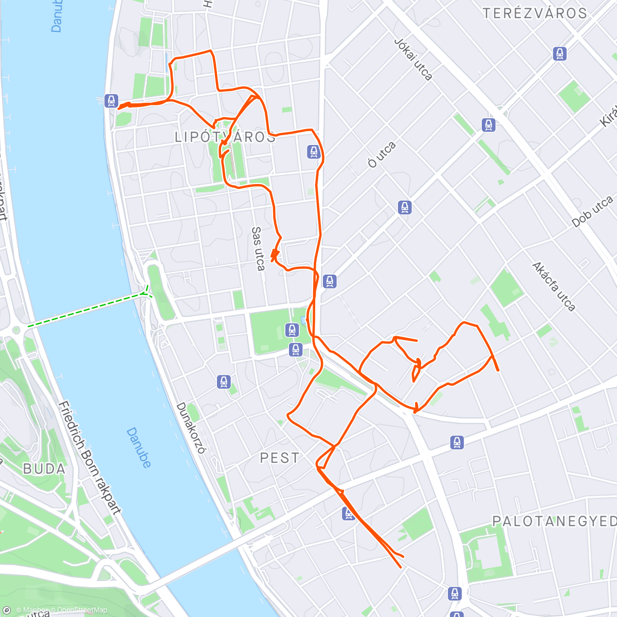 Map of the activity, Visite en vélo de Budapest