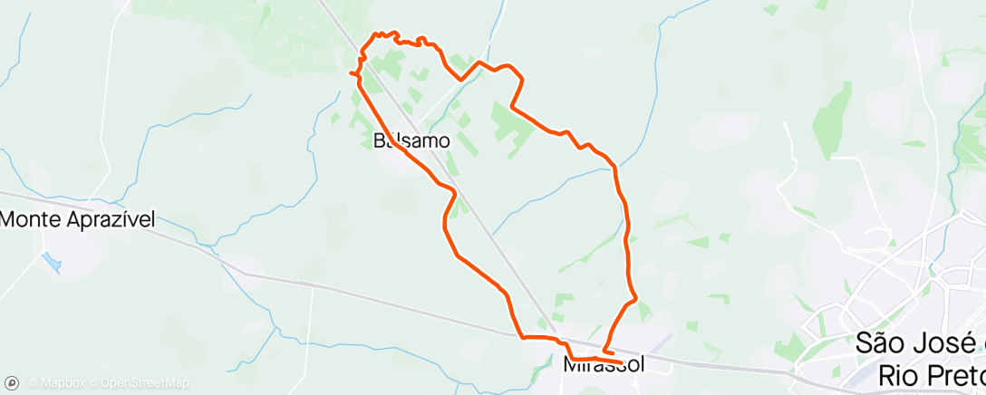 Map of the activity, Mirassol / Morrinho / Braslatex / Antenas / Balsamo / Mirassol