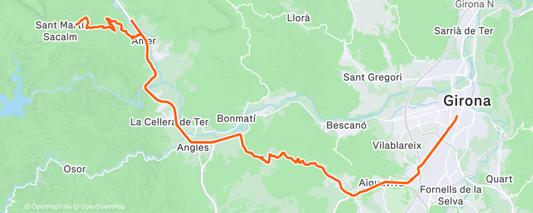Map of the activity, To the Interval climb