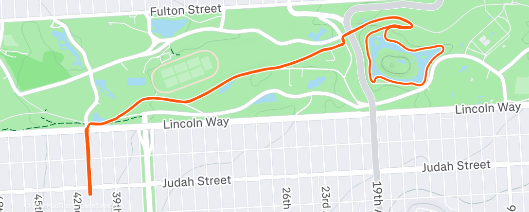 Map of the activity, Evening Run