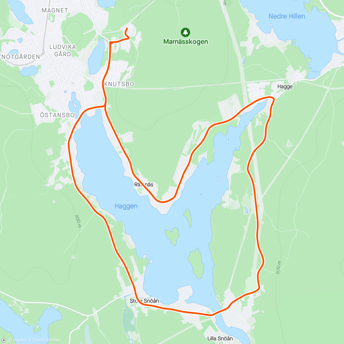 Map of the activity, Säsongspremiär på landsvägscykeln
