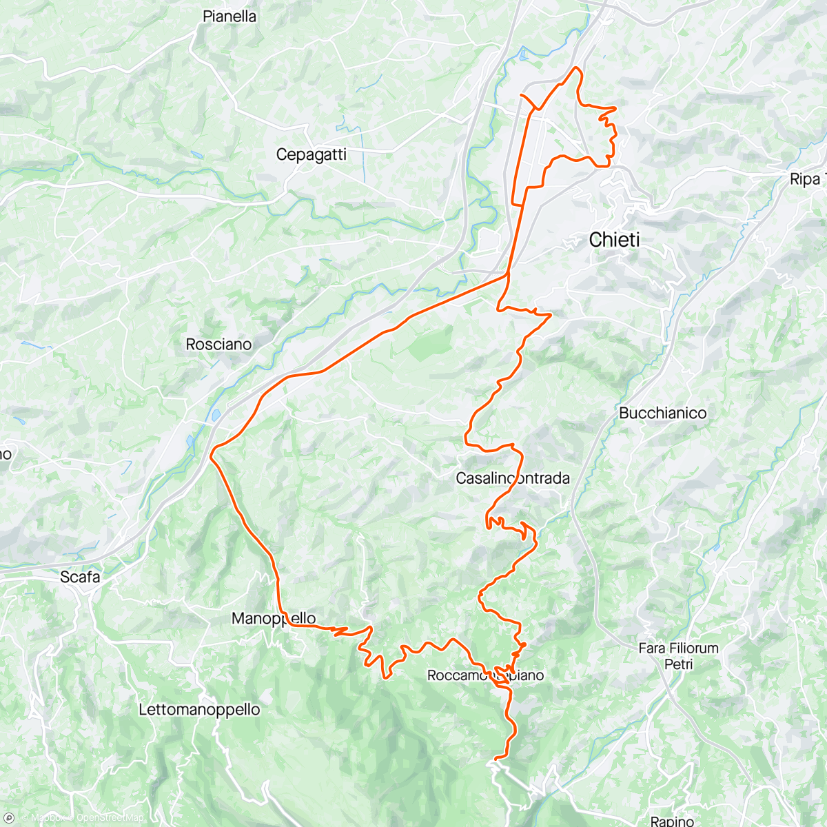 Map of the activity, Casalincontrada, Roccamontepiano, Lupo, Serramonacesca, Manoppello.