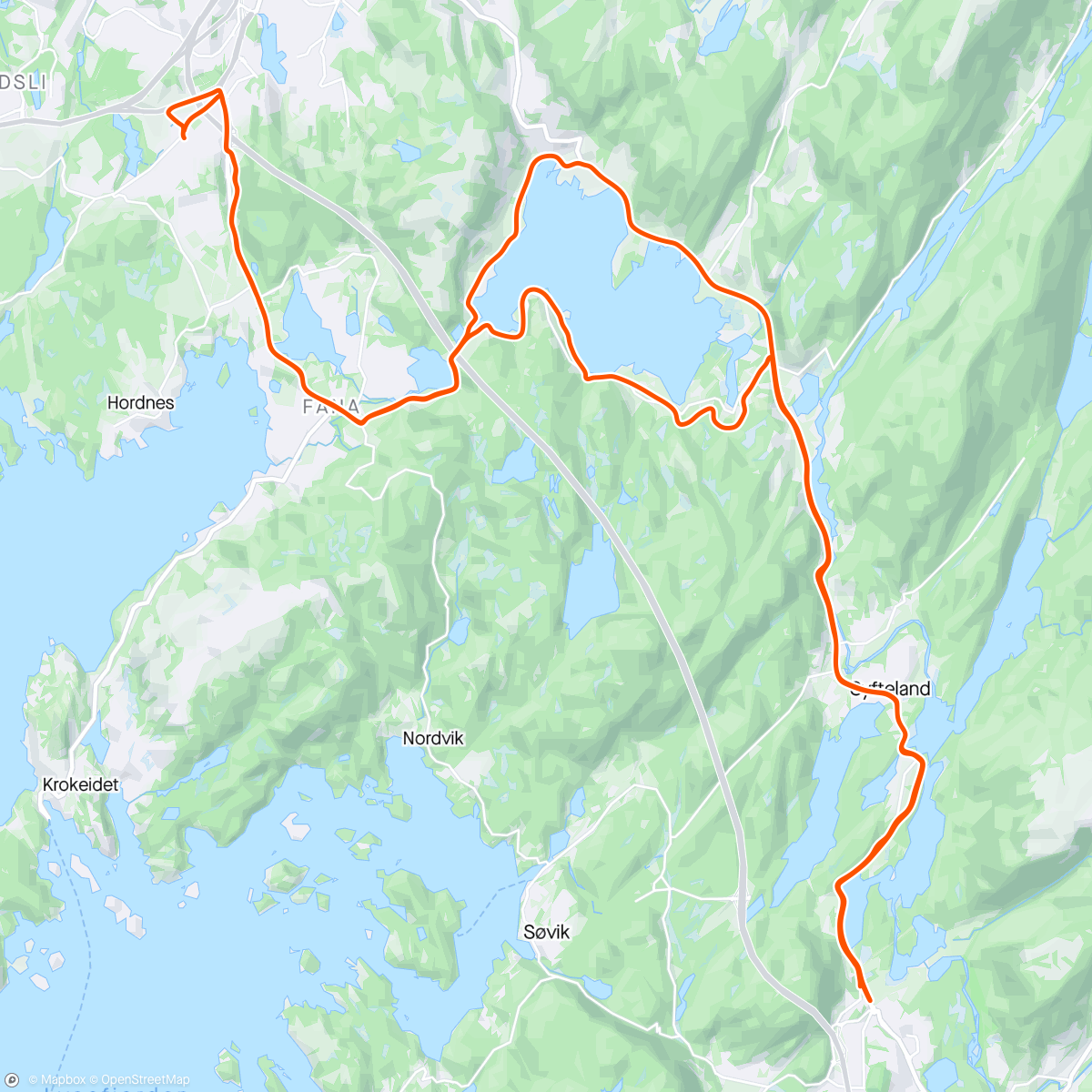 Map of the activity, Ulvenskiftet og retur med BCK på gravel