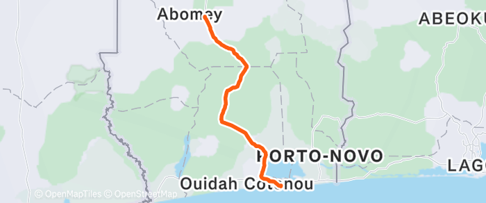 Route map of Cotonou to Bohicon