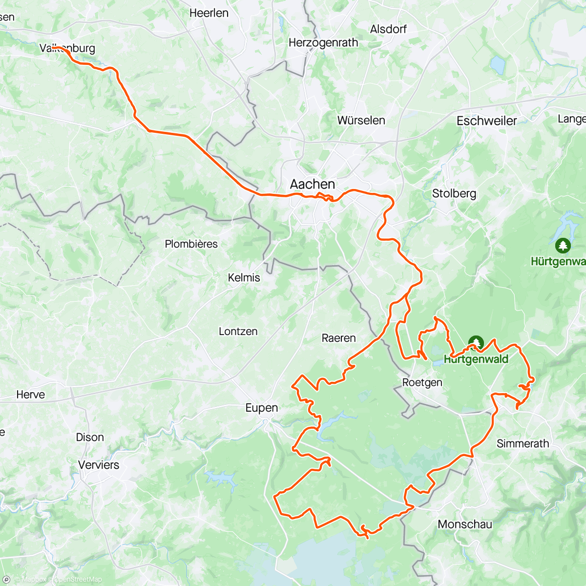 Map of the activity, Door Mad Maurice mee de Ardennen en Hürtgenwald in gesleurd op schitterende tocht, en dat op 1 rem