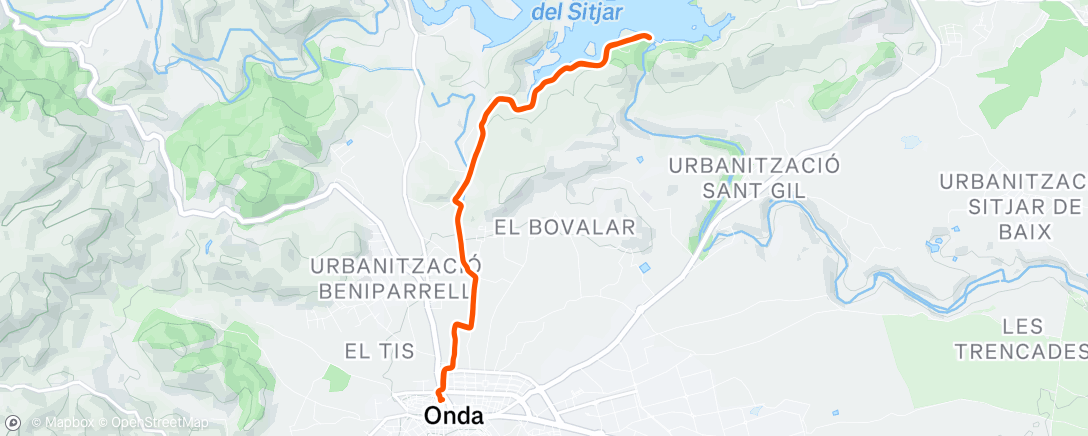 Map of the activity, Bajada al pantano con 3 descansos de 2min