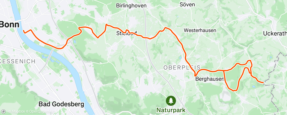 Map of the activity, Bonn Triathon - Rad fahren (Staffel)