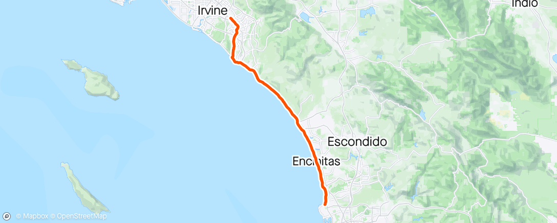 Map of the activity, Boob Ride D(?) Cup.  Missed the turn to go inland by 7 miles.  Decided to do our own ride along the coast instead.