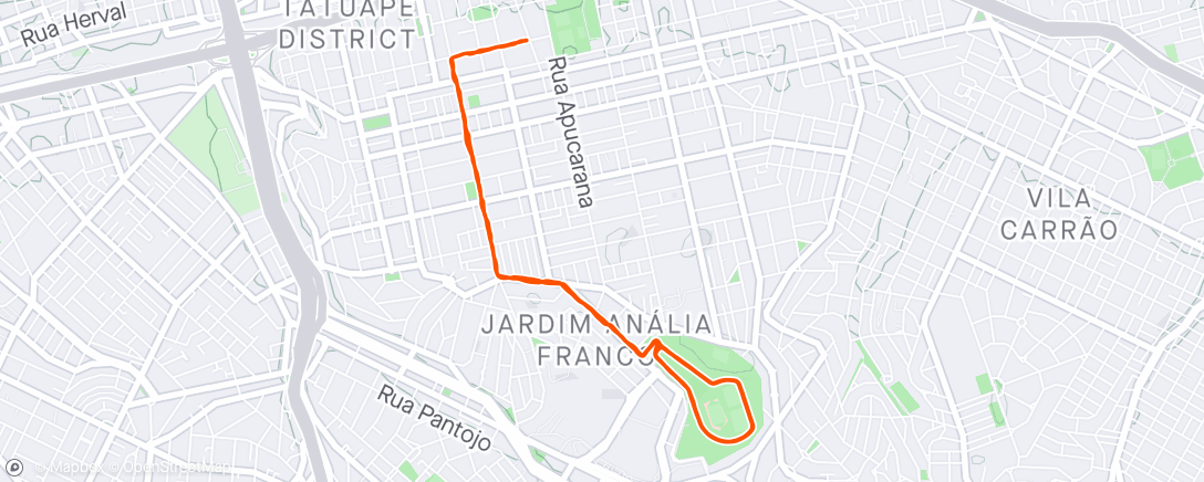 Map of the activity, 10 milhas easy run