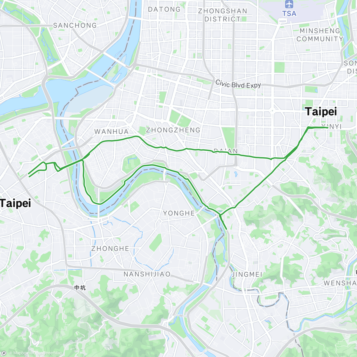 Map of the activity, Evening Ride