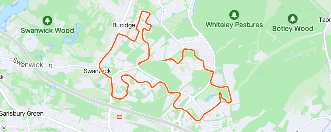 Map of the activity, Whiteley 10km