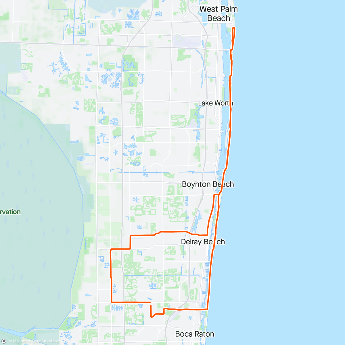 Map of the activity, Ride 4 Orphans 2024 Boca Raton FL