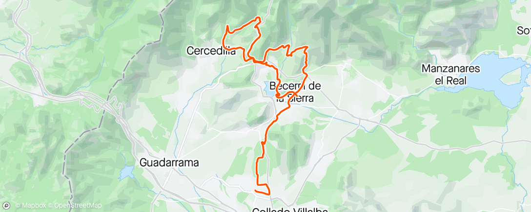 Map of the activity, MTB: camorritos y Navacerrada