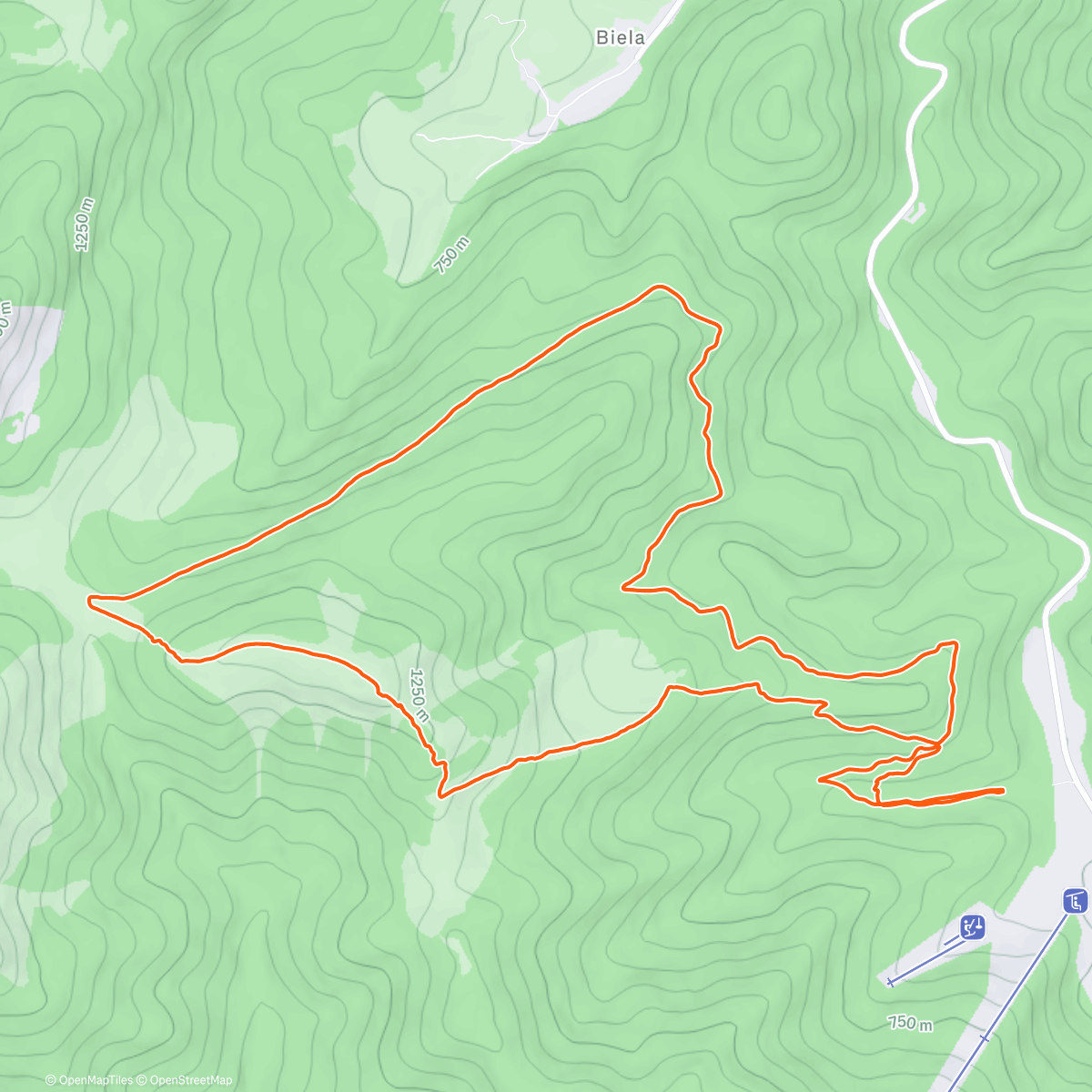 Map of the activity, Východ na Osnici