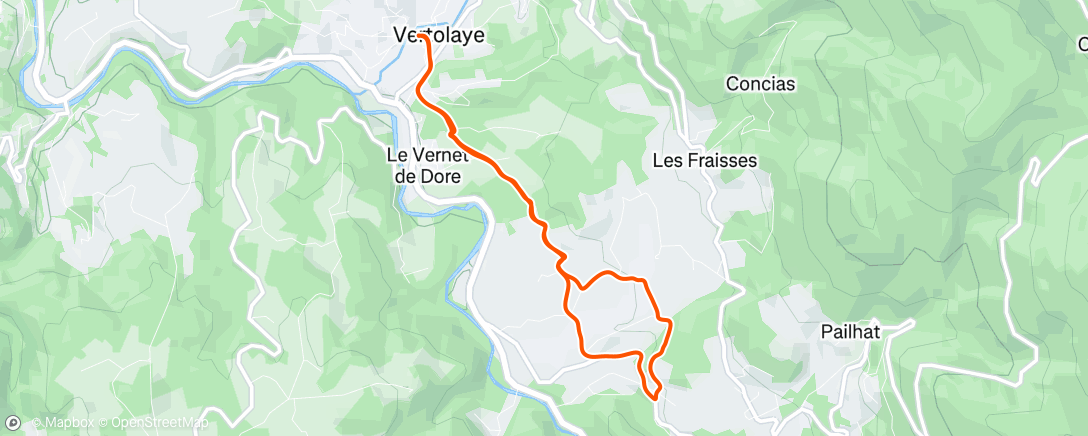 Map of the activity, Course à pied le midi