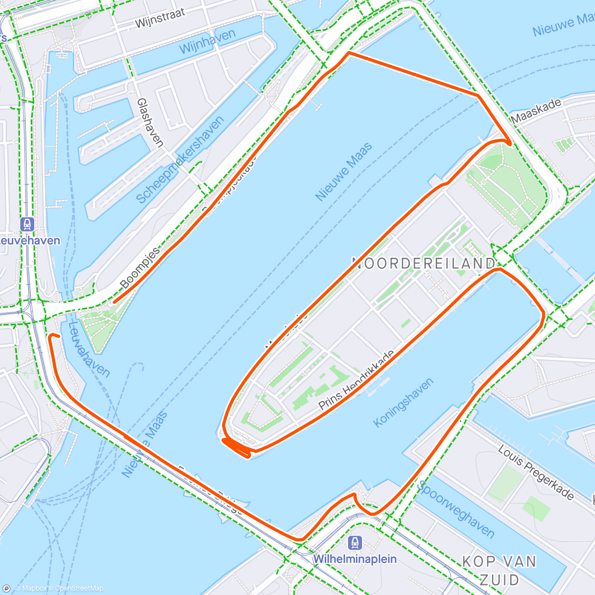 Map of the activity, Shake out run ASICS in Rotterdam 💙